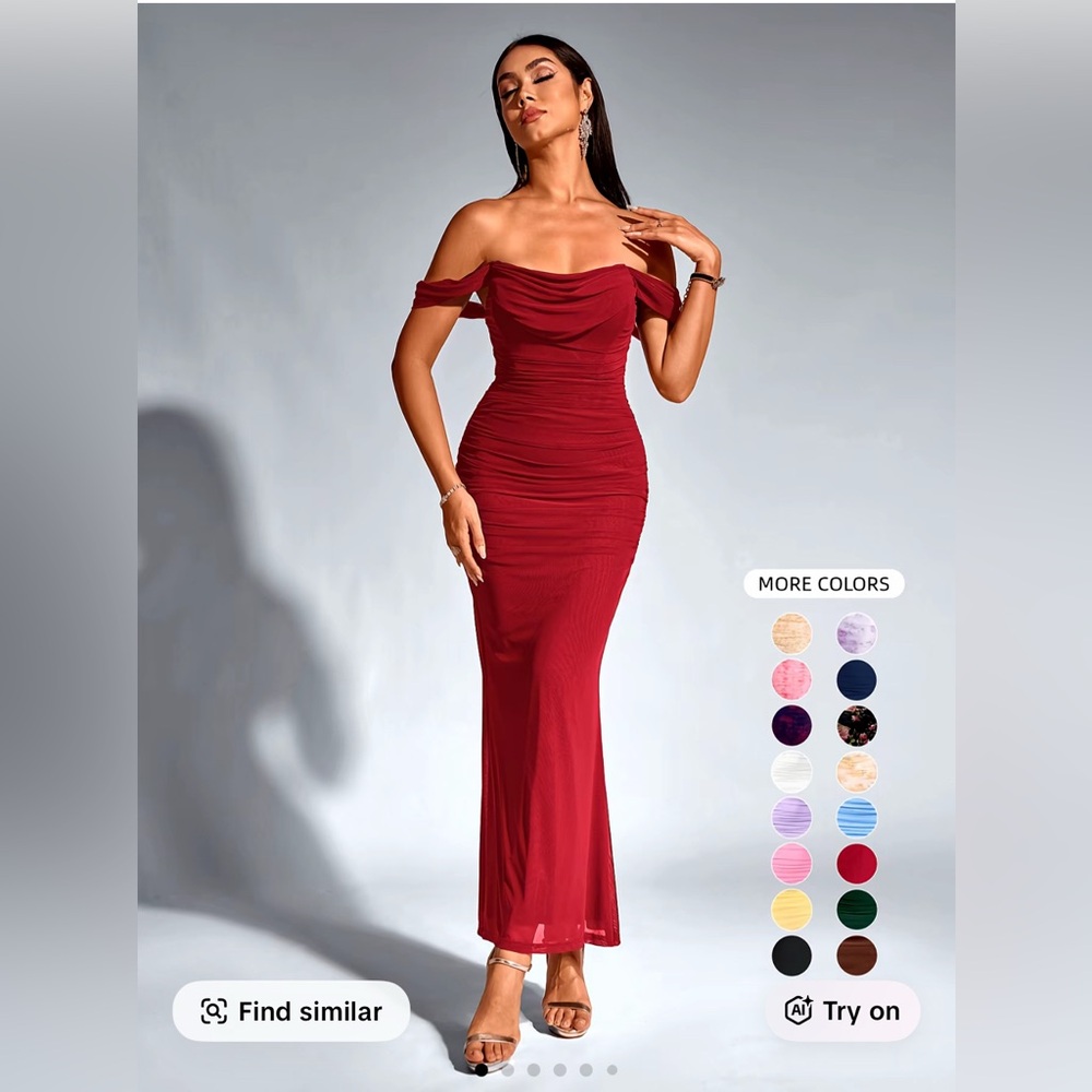 Elegant Off-Shoulder Red Dress
